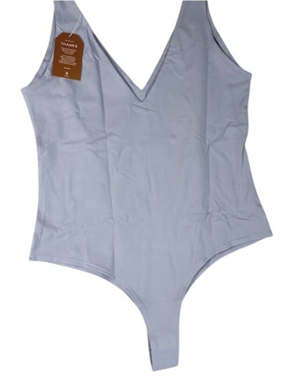 Reoria Womens Bodysuit V-Neck Snap Closure Light Purple Size XL